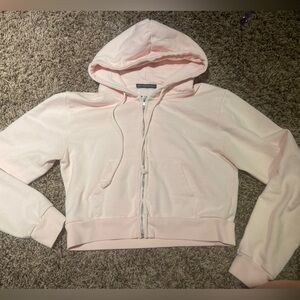 Brandy Melville Cropped light pink hoodie, one size (fits XS/S)